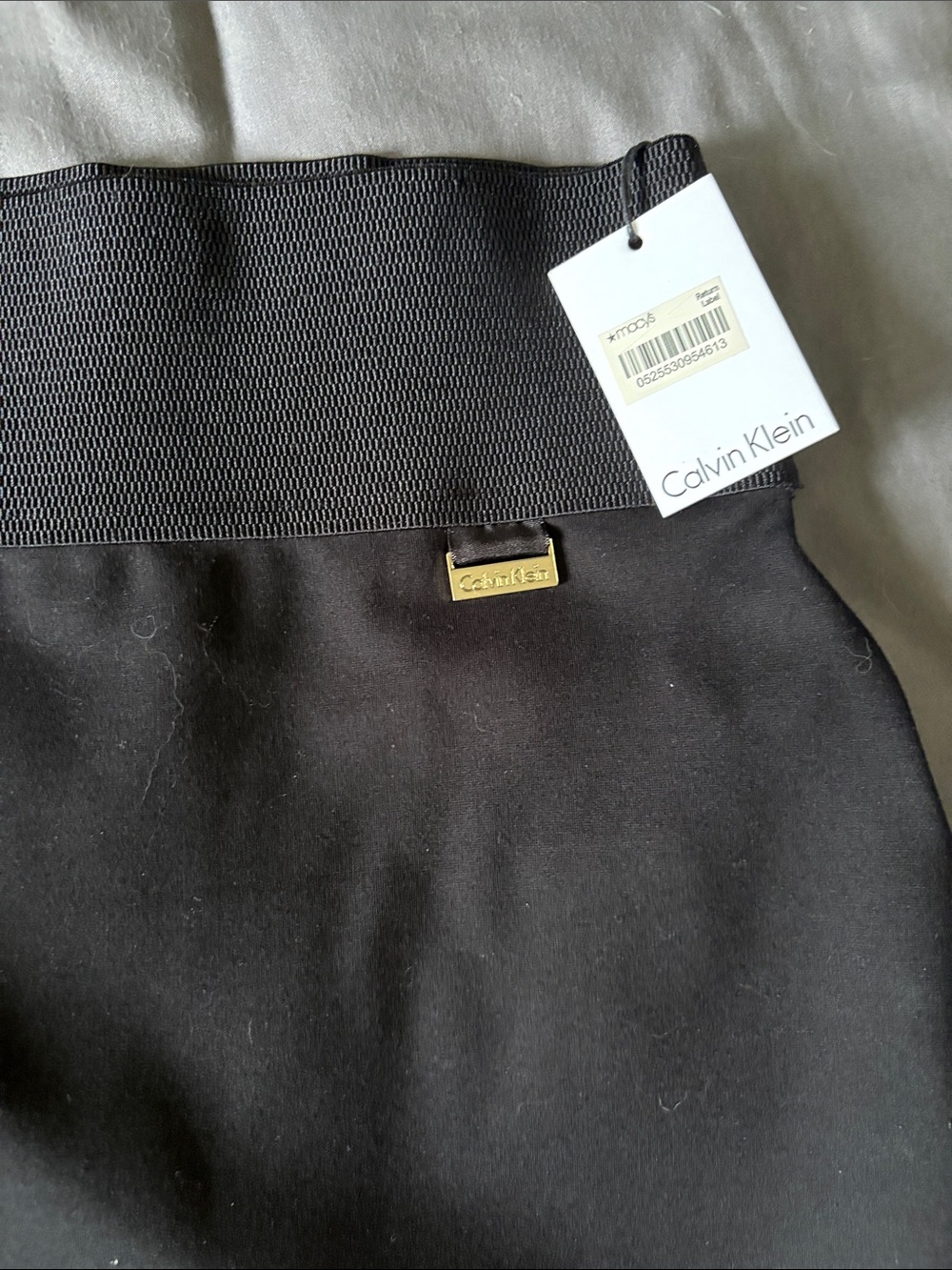 Calvin Klein Black Elastic-Waist Pencil Skirt - Picture 3 of 4